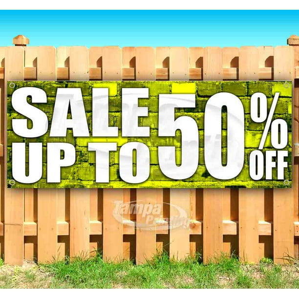 50% Off Sale 13 oz Banner Heavy-Duty Vinyl Single-Sided with Metal Grommets 50% Off Sale 13 oz Banner Heavy-Duty Vinyl Single-Sided with Metal Grommets